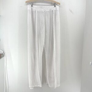 Ingear Resortwear Mesh Pants Womens L White Festival Swim Cover Slit Vacation